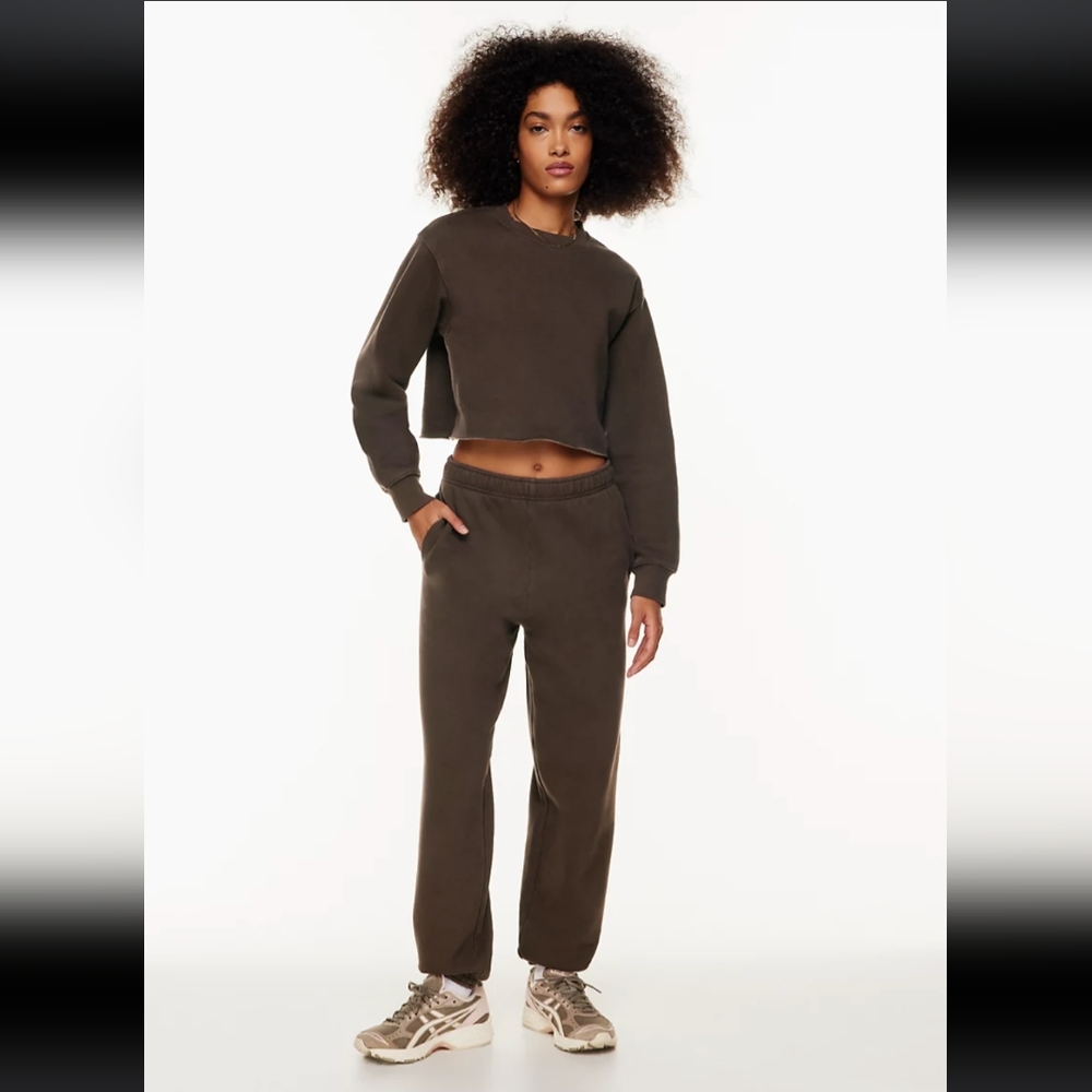 Aritzia TNA Cozy AF Dark Purple Eggplant Cropped Sweatshirt Size 2 S/M